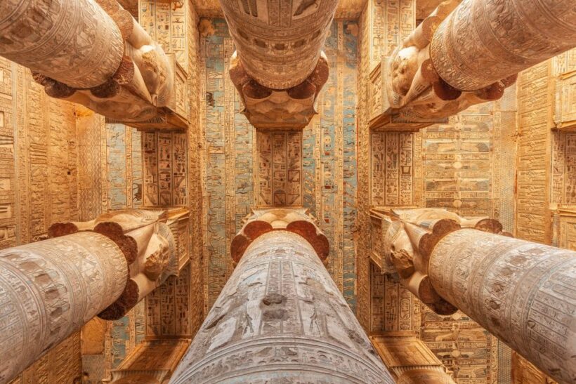 Hypostyle-hall-with-columns-in-the-temple-of-Hathor-at-Dendera-Egypt
